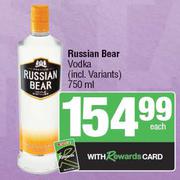 Russian Bear Vodka (Incl.Variants)-750ml Each