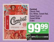 Carnival Classic Red,Dry White,Sweet Red,Sweet Rose Or Sweet White-3L Each