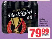 Carling Black Label Beer Cans-6 x 500ml Per Pack