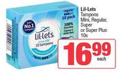 Lil-Lets Tampons Mini, Regular, Super Or Super Plus-10s Each