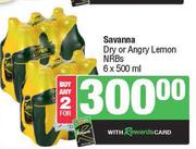 Savanna Dry Or Angry Lemon NRBs-For Any 2 x 6 x 500ml