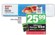 Spar Puff Or Shortcrust Pastry-400g Each