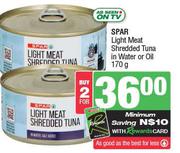Spar Light Meat Shredded Tuna In Water Or Oil-For 2 x 170g