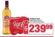 Caribbean Twist Spiced Rum 750ml + 6 x 330ml Coca Cola-Both For