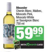 Meander Chenin Blanc, Malbec, Moscato Pink, Moscato White Or Sauvignon Blanc-750ml Each