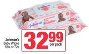 Johnson's Baby Wipes 56s Or 72s-Per Pack