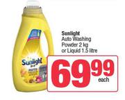 Sunlight Auto Washing Powder 2Kg Or Liquid 1.5L-Each