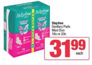 Stayfree Sanitary Pads Maxi Duo-16s Or 20s Each