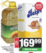 Spar Sunflower Oil 4Ltr & Bakpro Vetoek Wheat Flour 2.5kg-For Both