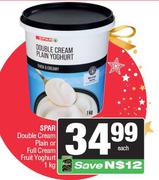 Spar Double Cream Plain or Full Cream Fruit Yoghurt-1Kg Each
