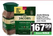 Jacobs Kronung Coffee 200g Or Refill Pouch 230g (Excl. Decaf)-Each