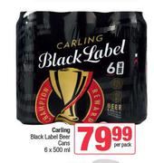 Carling Black Label Beer Cans-6 x 500ml Per Pack