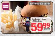 Beef Burger + Chips + Pepsi 500ml-Per Meal