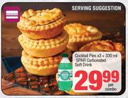 Cocktail Pies x 3 + 330ml Spar Carbonated Soft Drink-Per Combo
