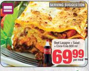 Beef Lasagne + Salad + Coca Cola 600ml-Per Meal