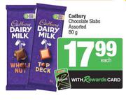 Cadbury Chocolate Slabs Assorted-80g Each