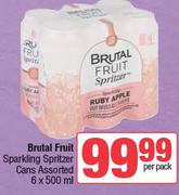 Brutal Fruit Sparkling Spritzer Cans Assorted-6 x 500ml Per Pack