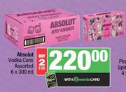 Absolut Vodka Cans Assorted-For 2 x 6 x 300ml