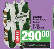 Savanna Dry Or Angry Lemon NRBs-For 2 x 6 x 500ml