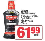 Colgate Plax Whitening & Charcoal Or Plax Optic White Mouth Wash-500ml Each