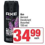 Axe Aerosol Deodorant Assorted-150ml Each