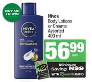Nivea Body Lotions Or Creams Assorted-400ml Each