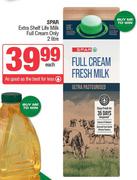Spar Extra Shelf Life Milk Full Cream Only-2L Each