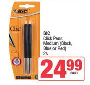 Bic Click Pens Medium (Black, Blue Or Red)-2s Each