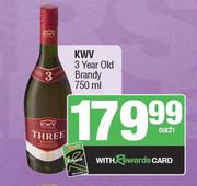 KWV 3 Year Old Brandy-750ml Each