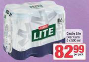 Castle Lite Beer Cans-6 x 500ml Per Pack