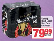 Carling Black Label Beer Cans-6 x 500ml Per Pack