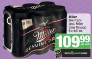 Miller Beer Cans-6 x 440ml Per Pack