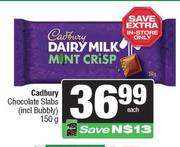 Cadbury Chocolate Slabs (Incl. Bubbly)-150g Each