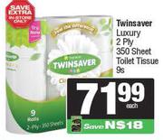 Twinsaver Luxury 2 Ply 350 Sheet Toilet Tissue-9s