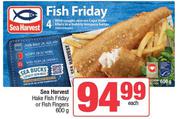 Sea Harvest Hake Fish Friday Or Fish Fingers-600g Each
