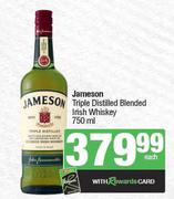 Jameson Triple Distilled Blended Irish Whisky-750ml Each