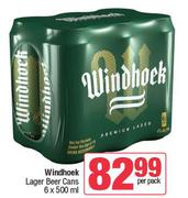 Windhoek Lager Beer Cans-6 x 500ml Per Pack