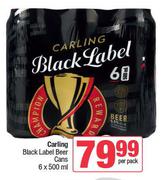 Carling Black Label Beer Cans-6 x 500ml Per Pack