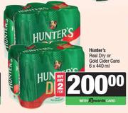 Hunter's Real Dry Or Gold Cider Cans-For Any 2 x 6x440ml