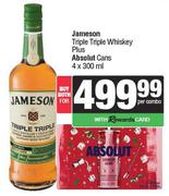 Jameson Triple Triple Whiskey Plus Absolut Cans 4 x 300ml-For Both