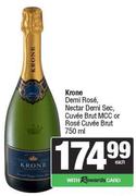 Krone Demi Rose, Nectar Demi Sec, Cuvee Brut MCC Or Rose Cuvee Brut-750ml Each
