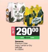Savanna Premium Cider Angry Lemon Or Dry Handies-For 2 x 6 x 500ml