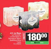 J.C.Le Roux La Fleurette,Le Domaine Or Sauvignon Blanc Sparkling Wine Cans-For 2 x 6 x 250ml