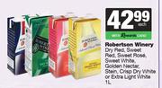 Robertson Winery Dry Red,Sweet Red,Sweet Rose,Golden Nectar,Stein Or Extra Light White-1L Each