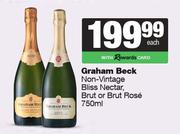 Graham Beck Non Vintage Bliss Nectar, Brut Or Brut Rose-750ml Each