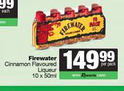 Firewater Cinnamon Flavoured Liqueur-10 x 50ml Per Pack