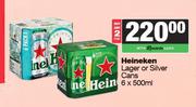 Heineken Lager Or Silver Cans-For 2 x 6 x 500ml