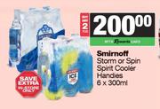 Smirnoff Storm Or Spin Spirit Cooler Handies-For 2 x 6 x 300ml
