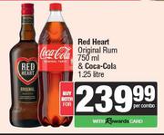 Red Heart Original Rum 750ml & Coca Cola 1.25Ltr-For Both