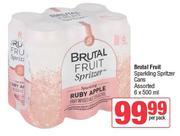 Brutal Fruit Sparkling Spritzer Cans Assorted-6 x 500ml Per Pack